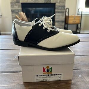 Black & White Saddle Dress Shoes for Kids